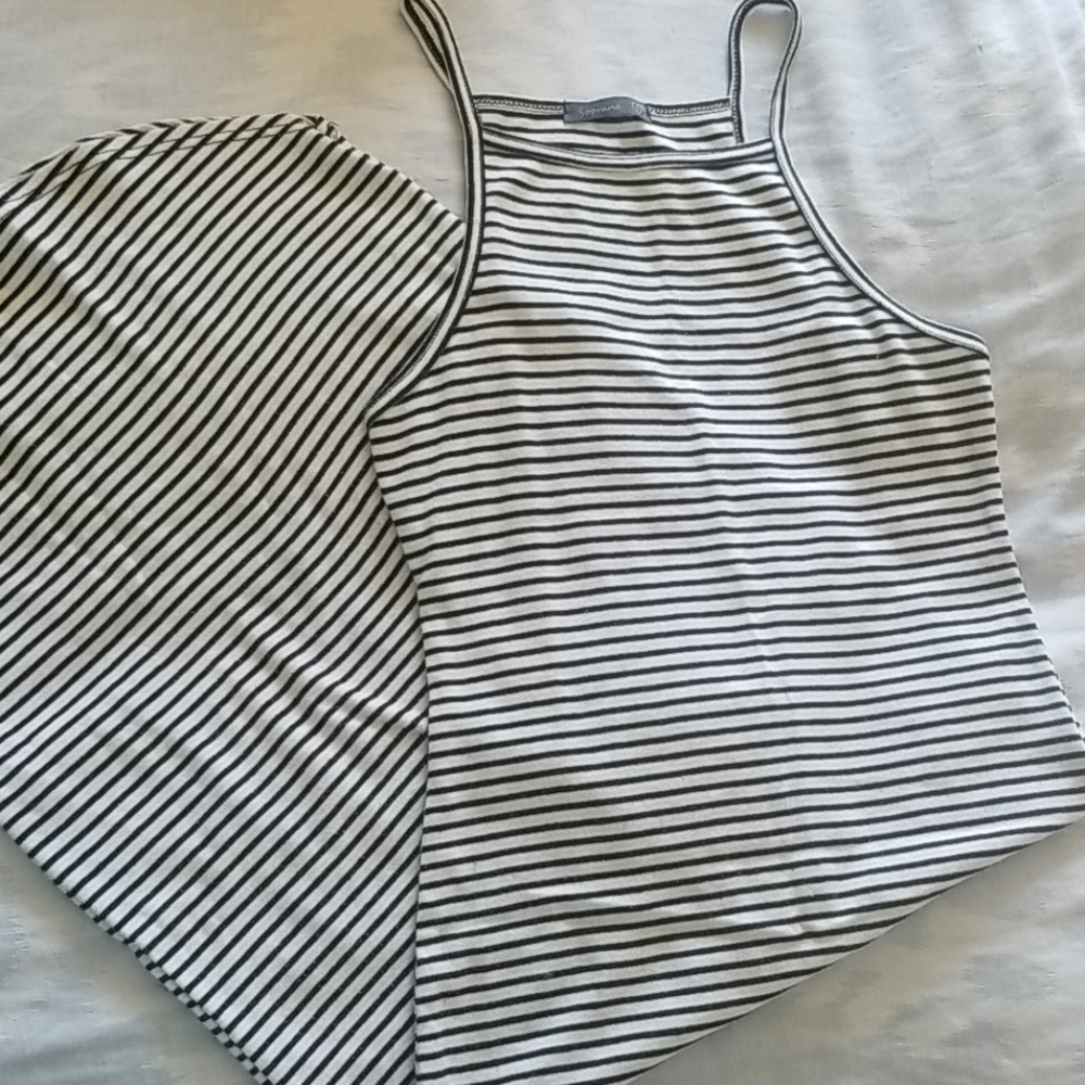 Striped midi sleeveless dress